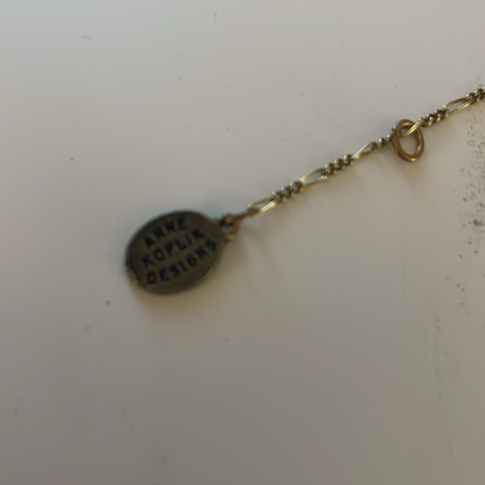 Ann Koplik Blue and Gold Floral Pendant Necklace - Picture 3 of 8